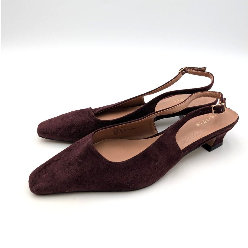 Torgeis Slingback Kitten Heel Pump Adjustable Women's Burgundy Size US8 EU38.5